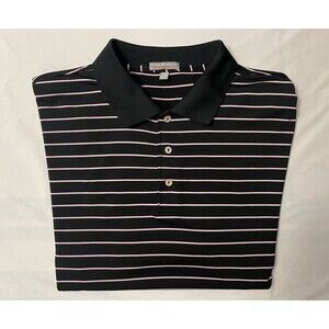 Peter Millar Summer Comfort Polo Mens XXL Black Light Pink Striped Golf Shirt
